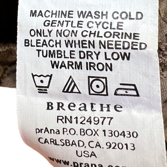 Prana Blouse Women's Medium Brown Trimmed with Lace Open Eyelet Bottom Blouse - Picture 6 of 11